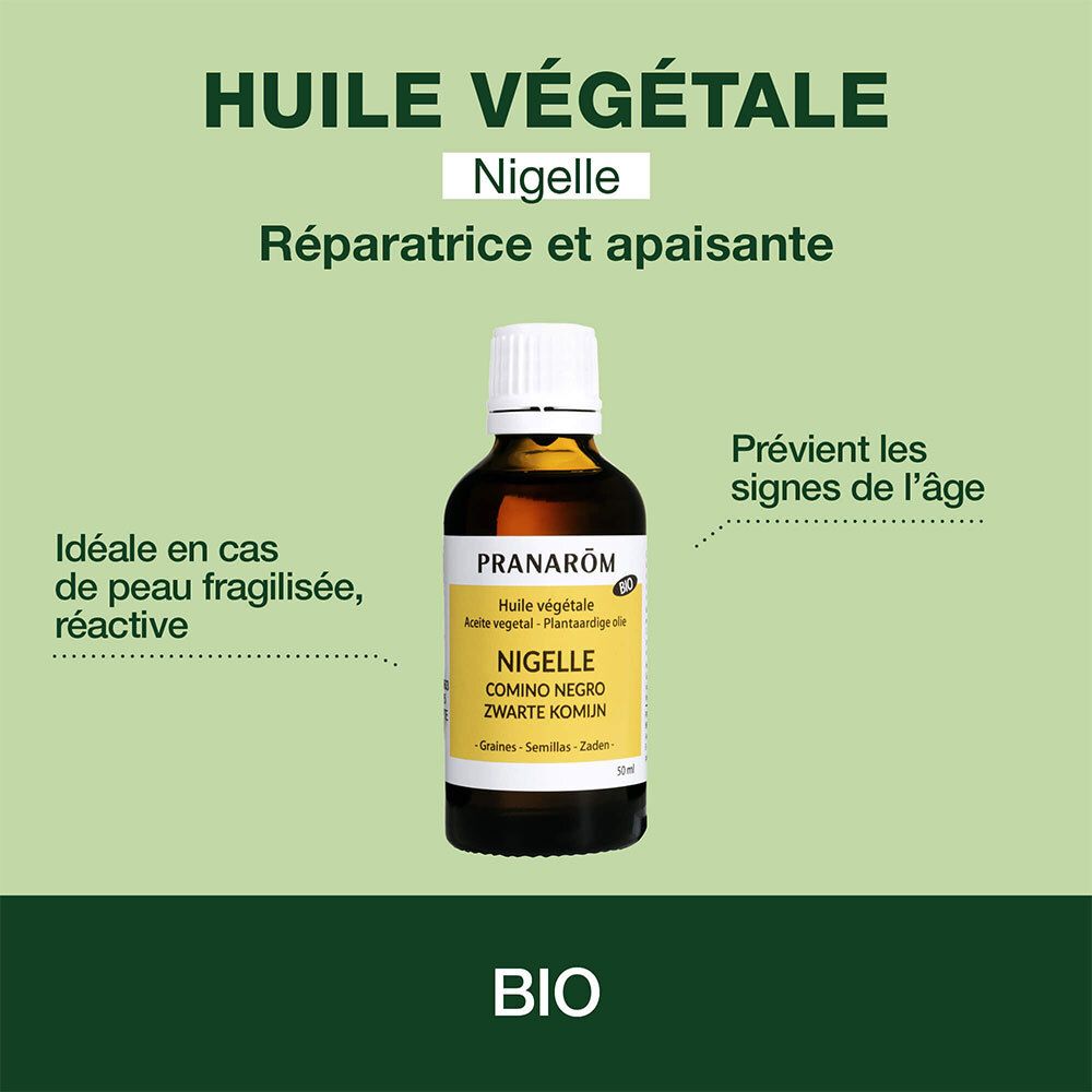 Flacon en verre brun avec bouchon blanc. Étiquette jaune avec texte. Certification BIO. Nom du produit et ingrédients.