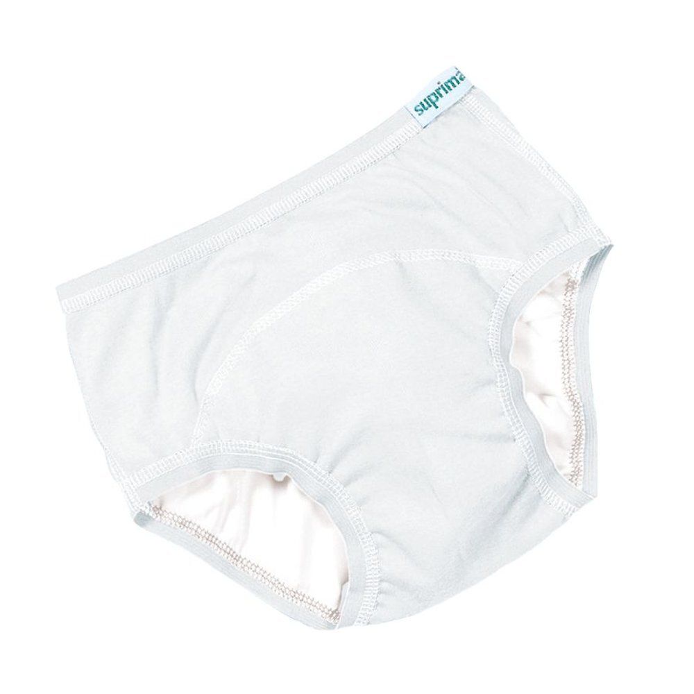 Slip blanc. Doublure intérieure et coutures visibles. Petit label avec le mot "suprima".