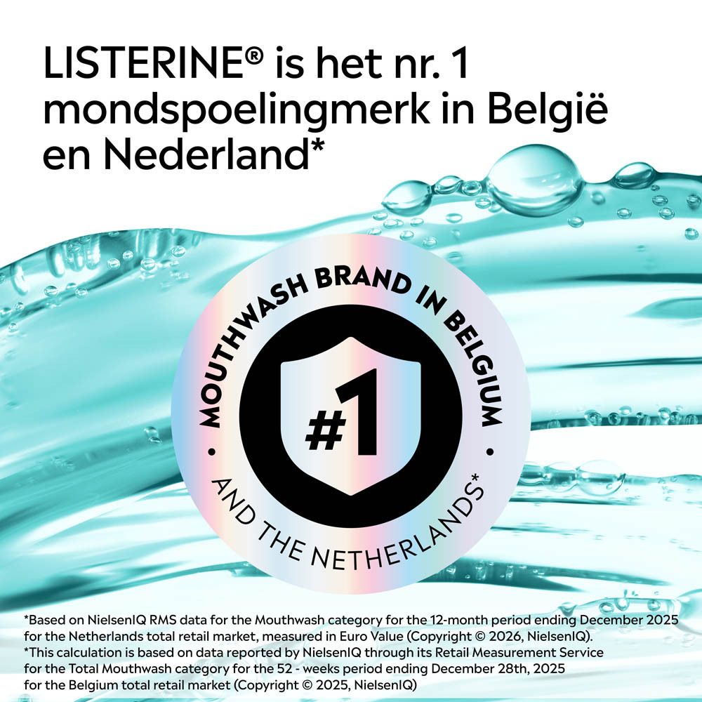 Listerine is het nr. 1 mondspoelmermerk in België en Nederland.