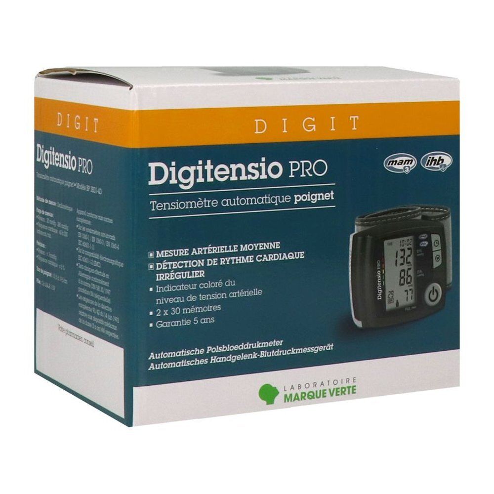 Boîte de Digitensio Pro. Le produit et du texte sont visibles. Logos MAM, IHD et Marque Verte.