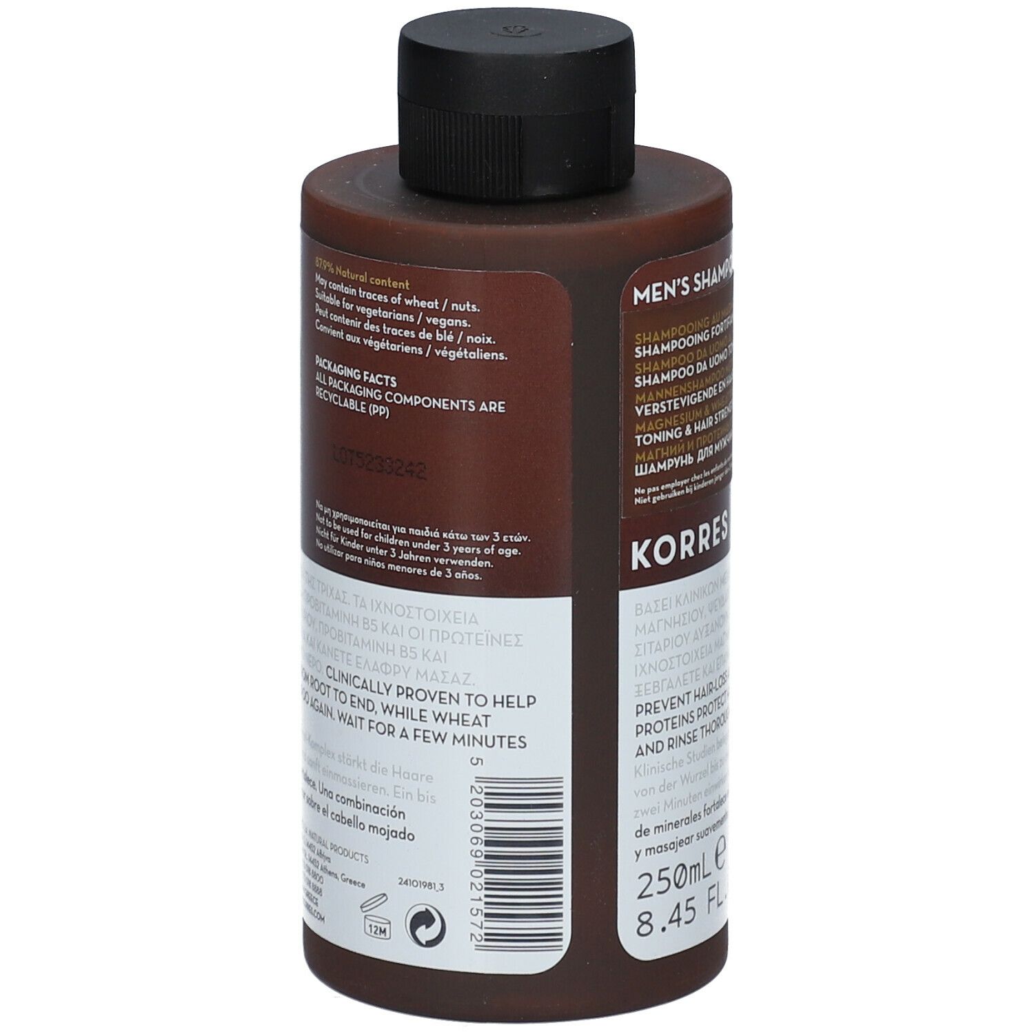 Korres Magnesium & Wheat Proteins Toning & Hair-Strengthening Shampoo for Men