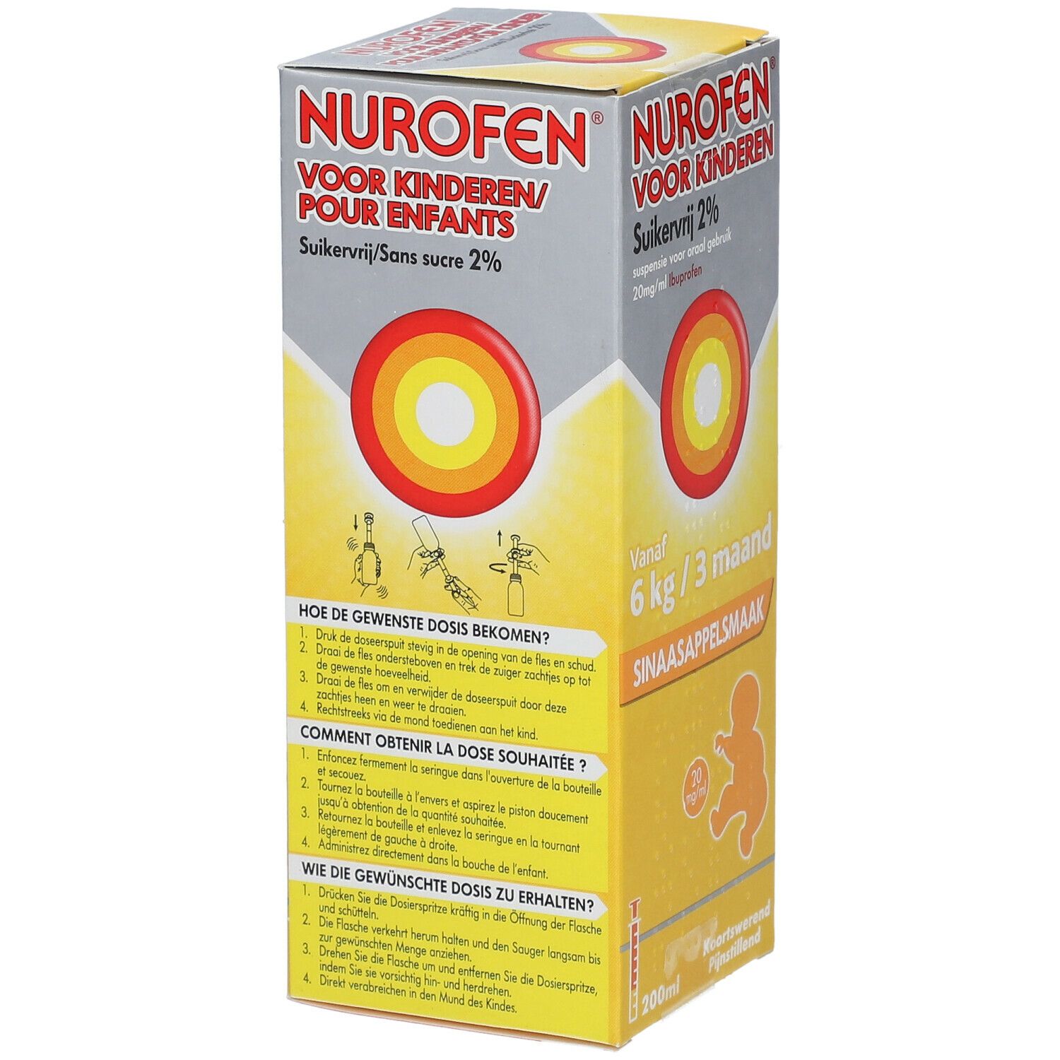 Nurofen Kind Appelsien Suikervrij +3M