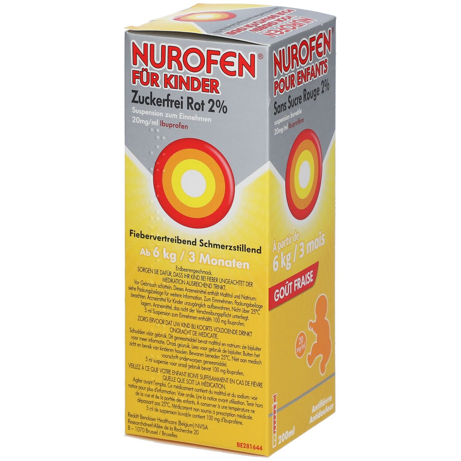 Nurofen Enfant Fraise Sans Sucre +3M