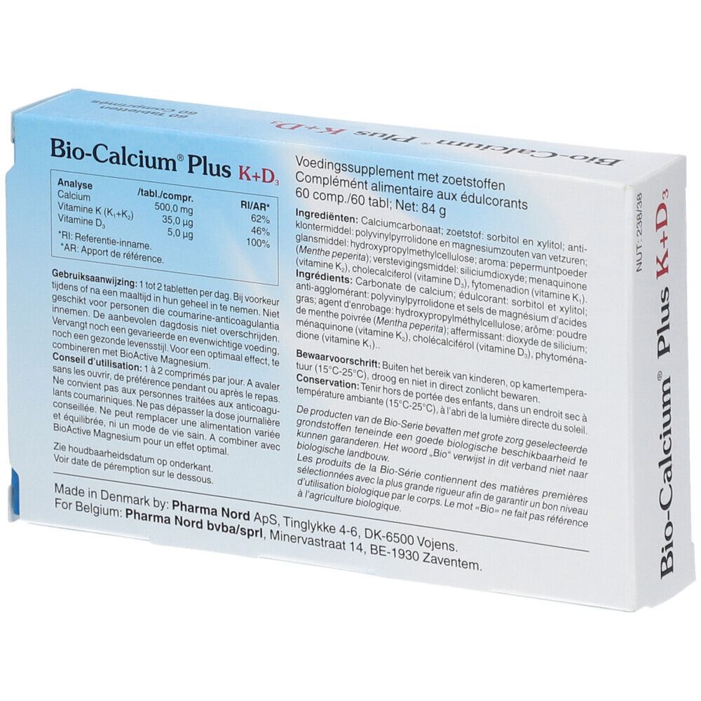 Pharma Nord Bio-Calcium Plus K+D3 | calcium + vitamine K + vitamine D | Botten & tanden