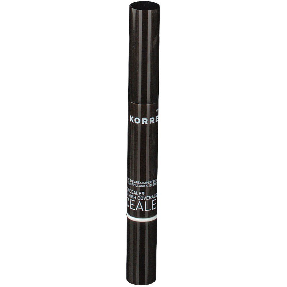 Zwarte concealerpen met wit middengedeelte. Opschrift: KORRES, CONCEALER.