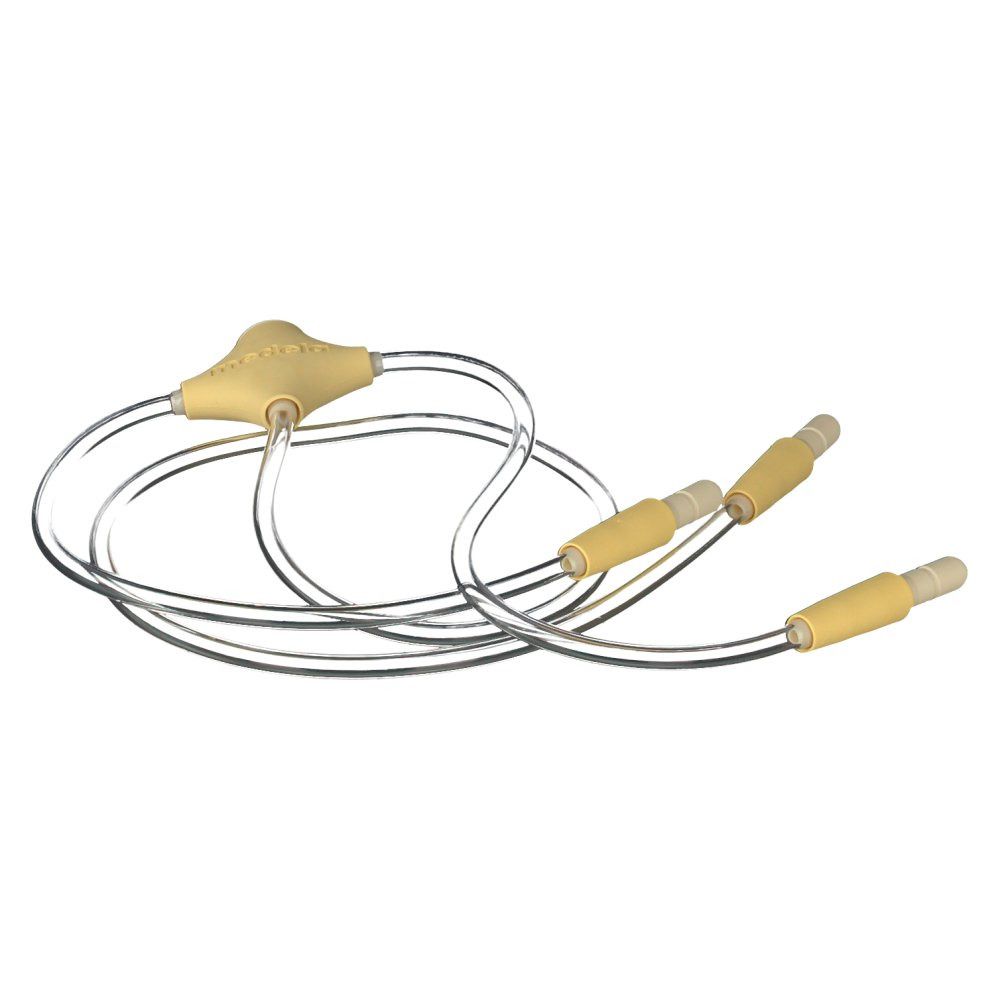 Medela Freestyle Tube PVC. Gele en transparante plastic slangen met drie connectoren.