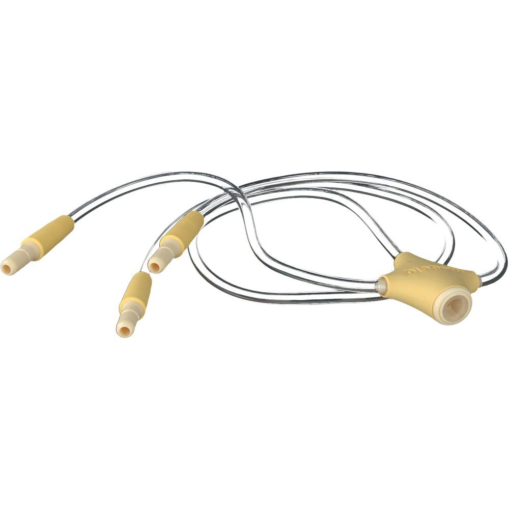 Medela Freestyle Tube PVC. Gele en transparante plastic slangen met drie connectoren.