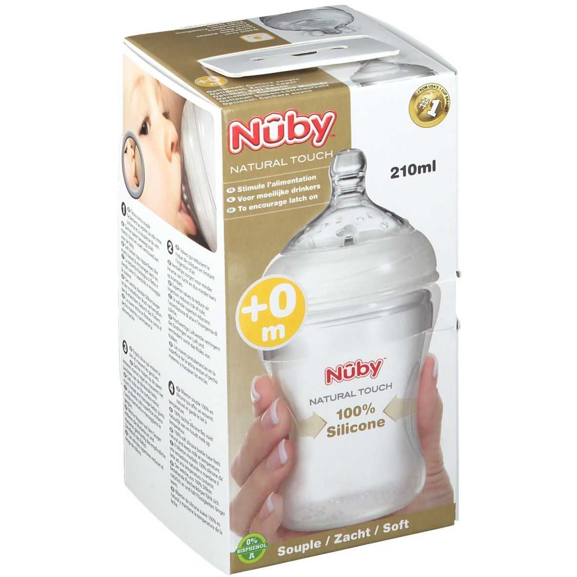 Nûby Natural Touch Zuigfles + SoftFlex™ Slow Flow Zuigspeen 0 Maanden+