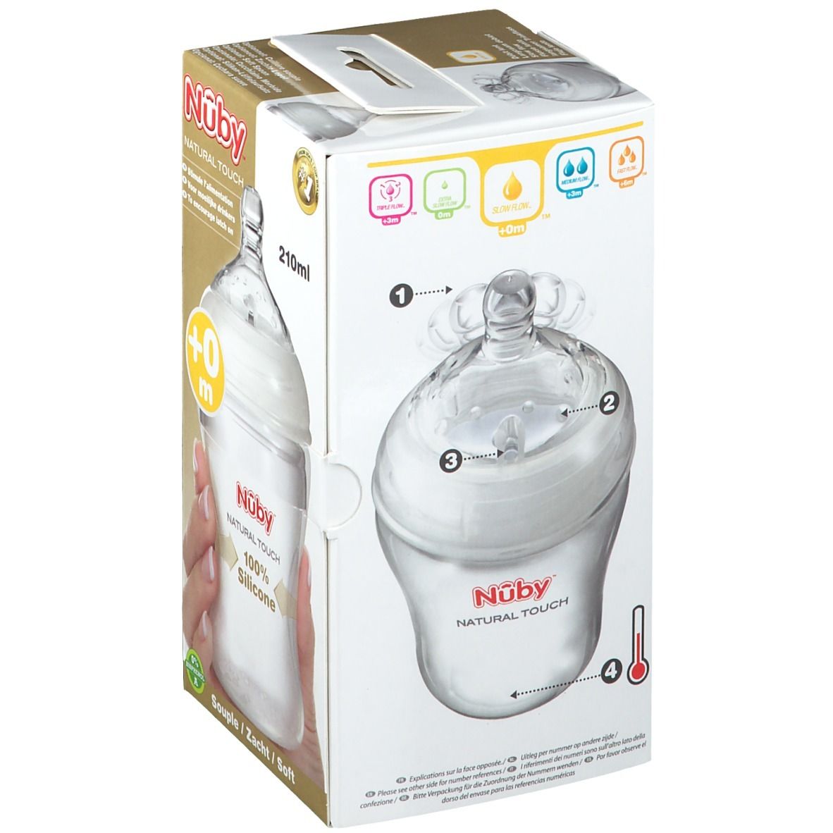 Nûby Natural Touch Zuigfles + SoftFlex™ Slow Flow Zuigspeen 0 Maanden+