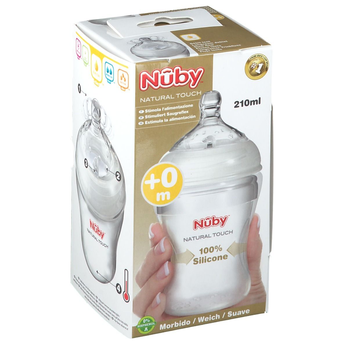 Nûby Natural Touch Zuigfles + SoftFlex™ Slow Flow Zuigspeen 0 Maanden+