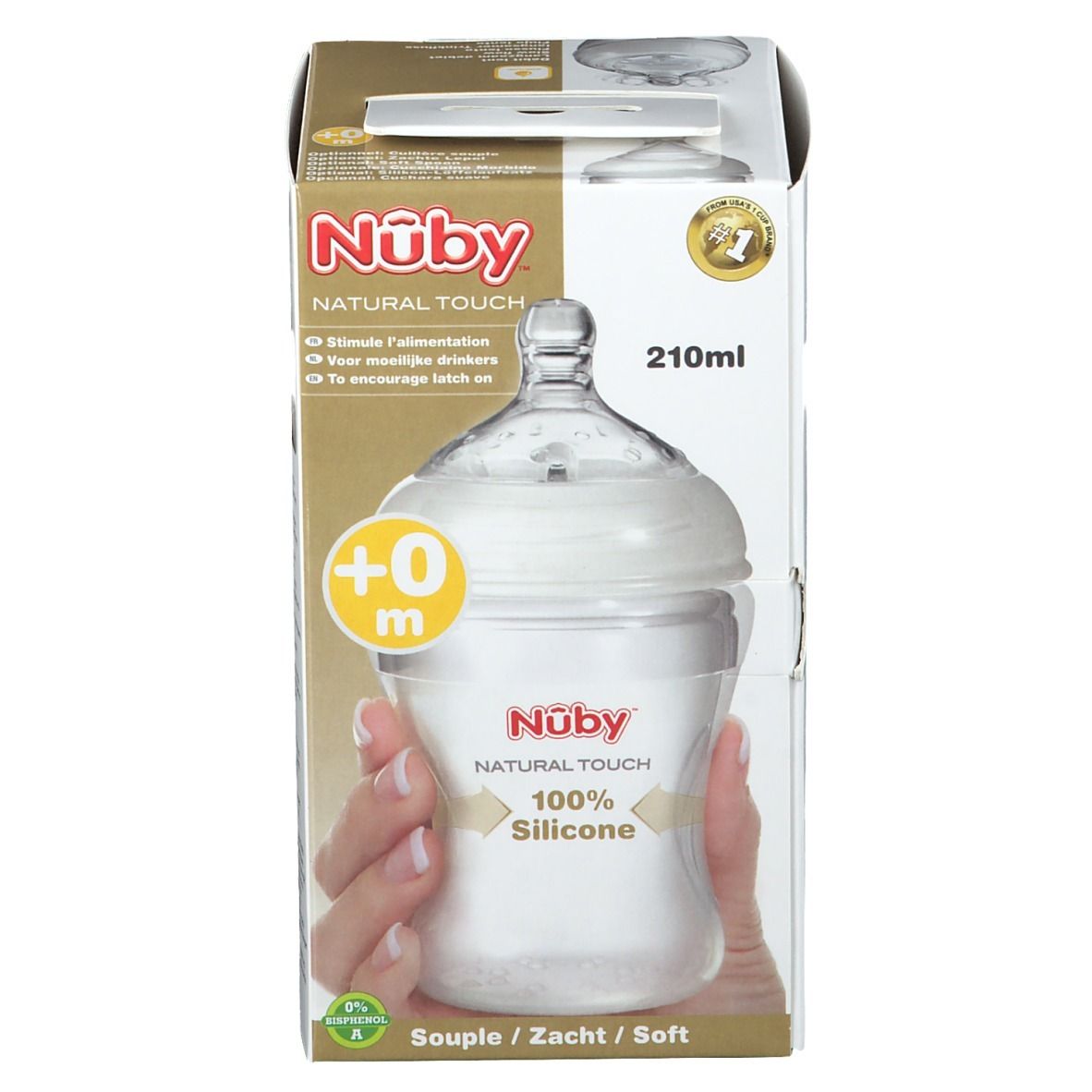 Nûby Natural Touch Zuigfles + SoftFlex™ Slow Flow Zuigspeen 0 Maanden+