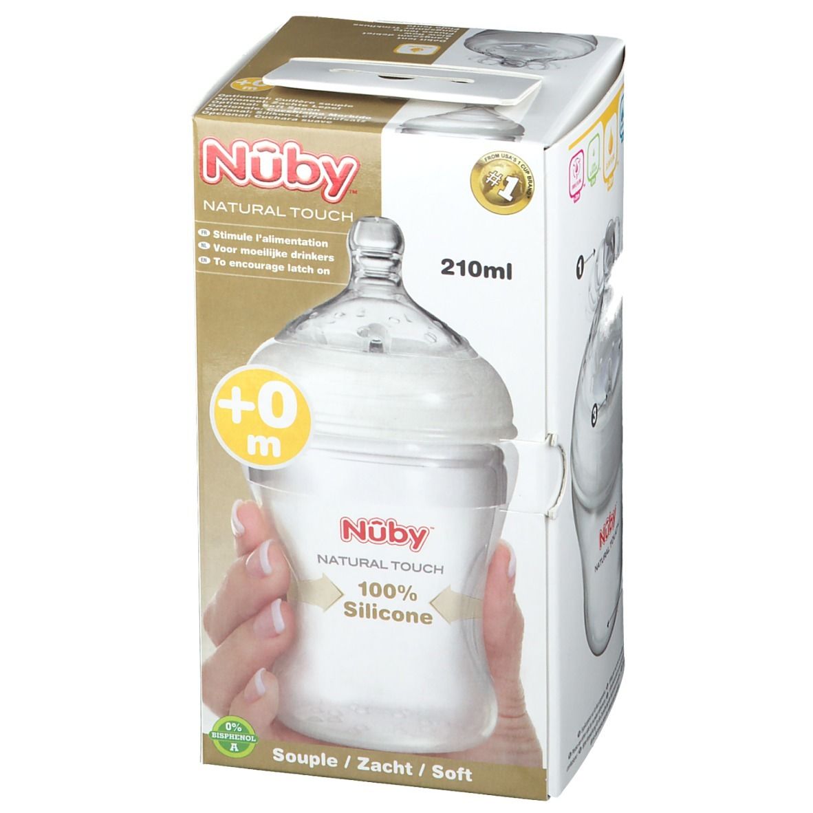 Nûby Natural Touch Zuigfles + SoftFlex™ Slow Flow Zuigspeen 0 Maanden+