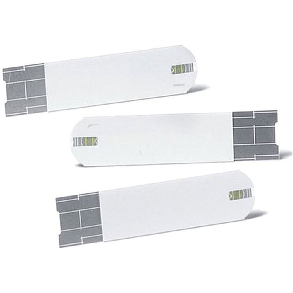 Trois bandelettes Contour. Blanches avec zone grise et point jaune.