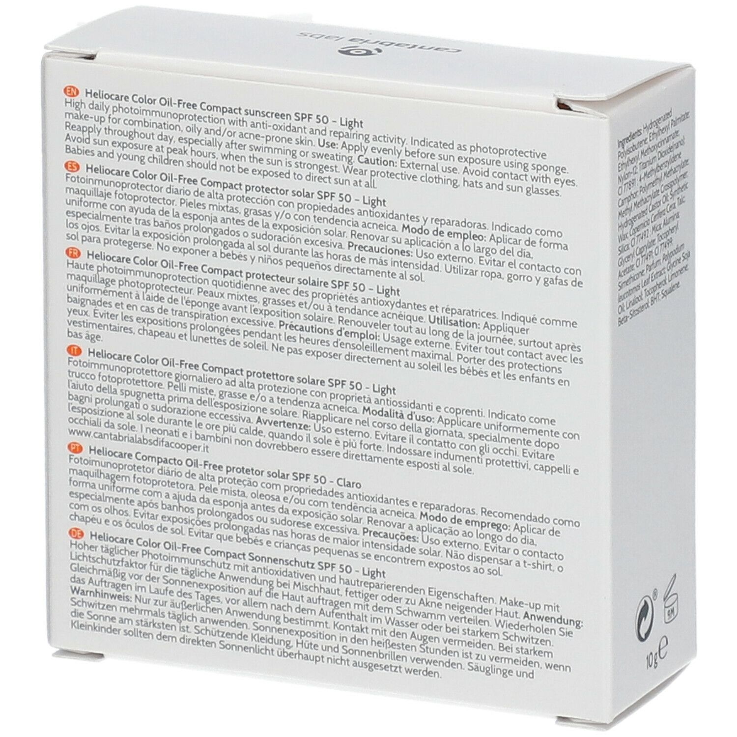 Heliocare Compact Oil-Free Light SPF50 - Getinte Zonnecrème Oil-Free Compact