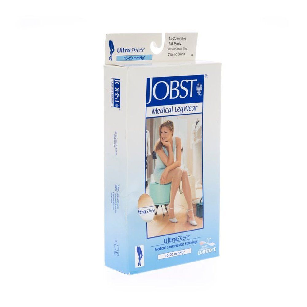 Jobst Ultrasheer, bas de contention en boîte. Noir, 15-20 mmHg, Classic Black, Medical LegWear.