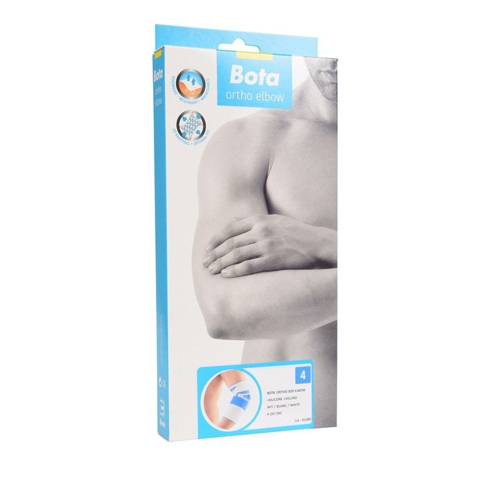 Emballage pour Bota Ortho Elleboog. Illustration d'un homme. Image du produit.