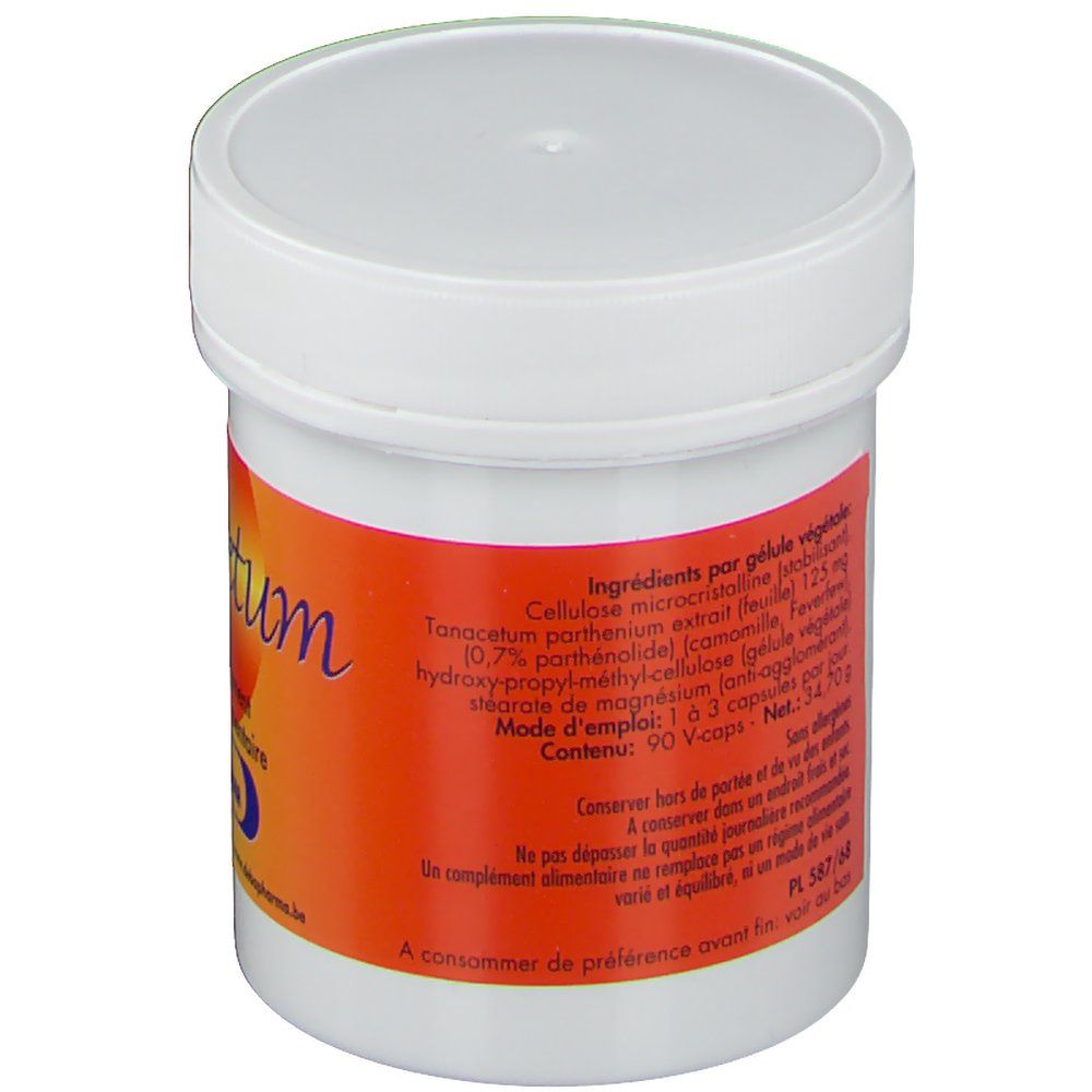 Witte pot met oranje band. Achterkant met ingrediënten en gebruiksaanwijzing.