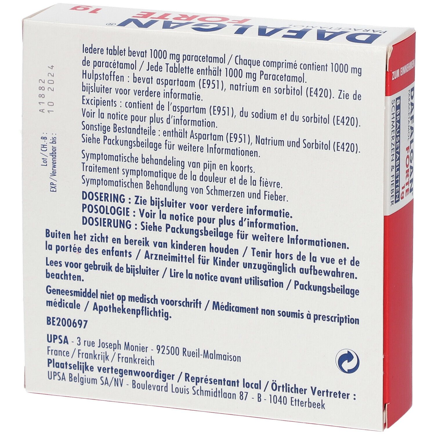 Dafalgan® Forte 1g Paracétamol | Douleurs & Fièvre