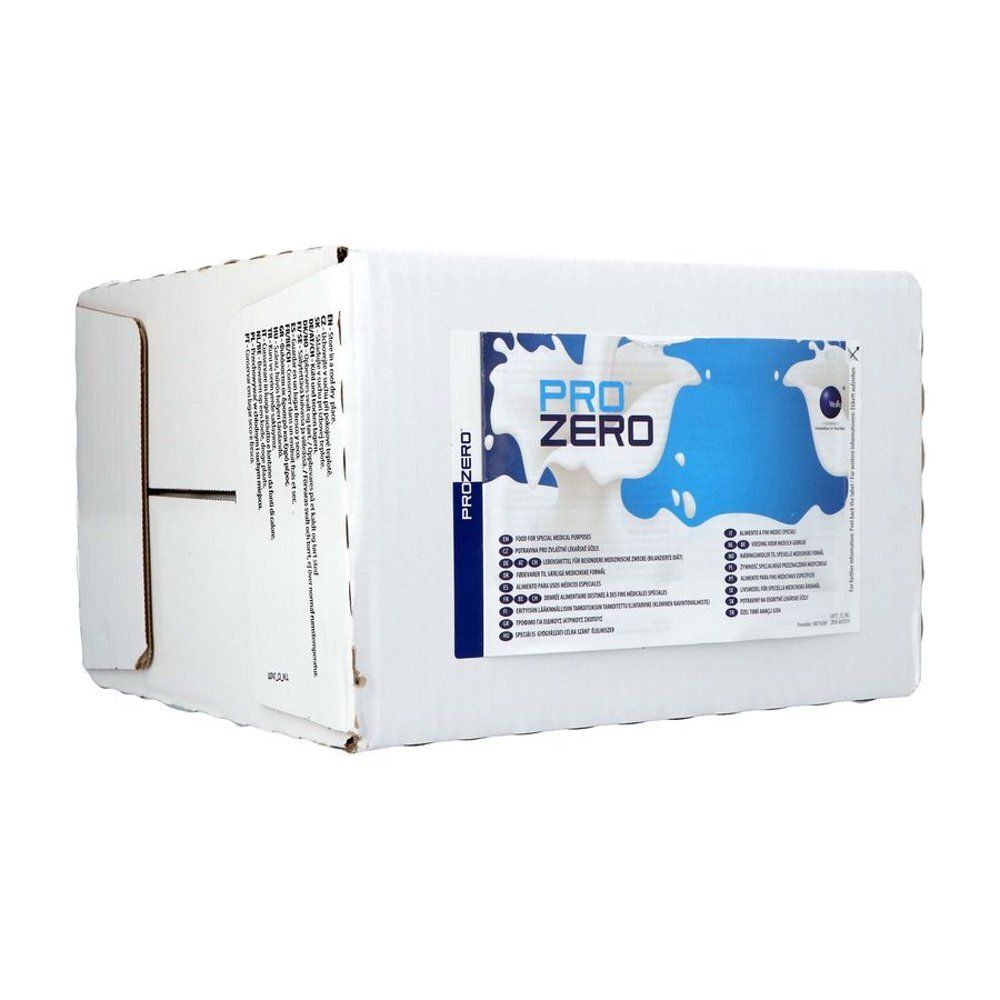 Emballage en carton avec impression "PRO ZERO" et informations produit.