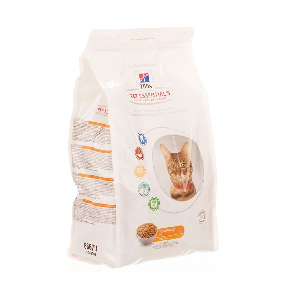 Sac Hill's VetEssentials pour jeunes chats. Blanc, avec image et texte. Contient des croquettes.