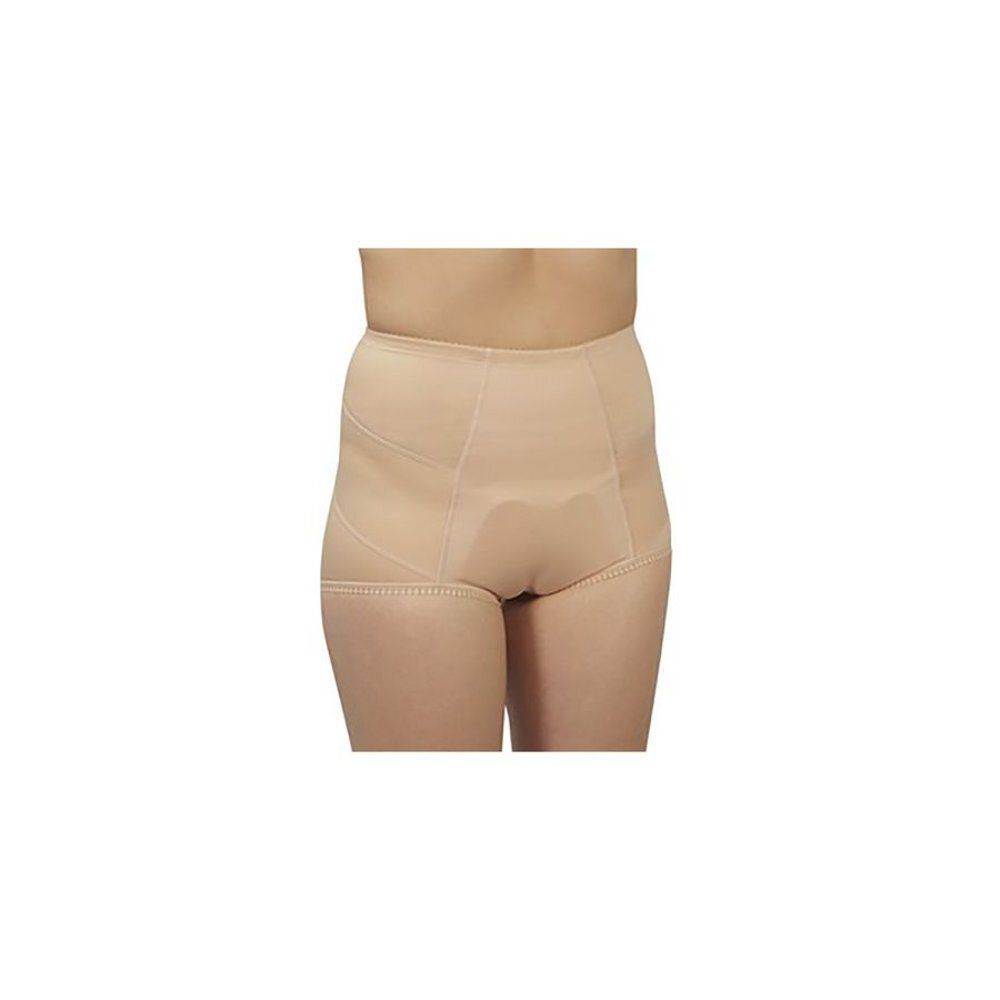 Bandage beige. Taille haute, couvrant l'abdomen. Panneaux façonnés. Pour femmes.