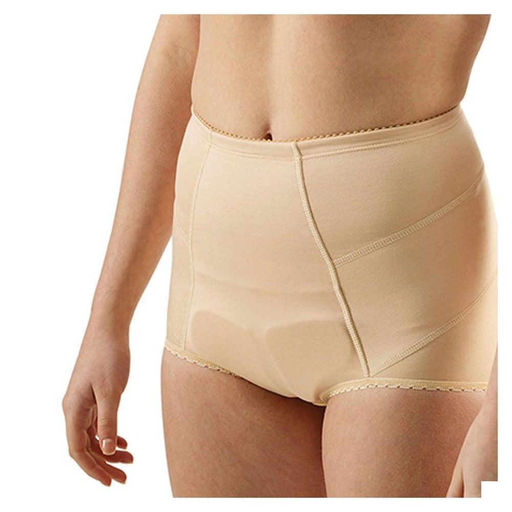 Bande herniaire beige, taille 7, pour femme. Matière élastique, taille haute, vue détaillée.