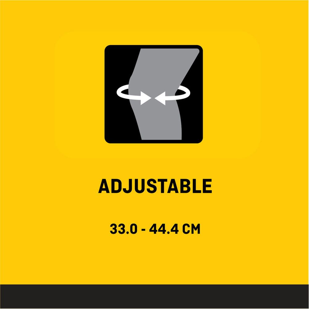 Kniebrace. Zwart en grijs. Met klittenbandsluitingen. 3M™ Futuro™ Sport. Afgebeeld op de verpakking.