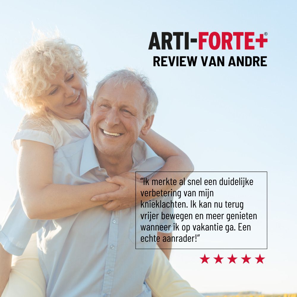 Arti-Forte+ verpakking met nadruk op voordelen voor soepele gewrichten en hoge kwaliteit.