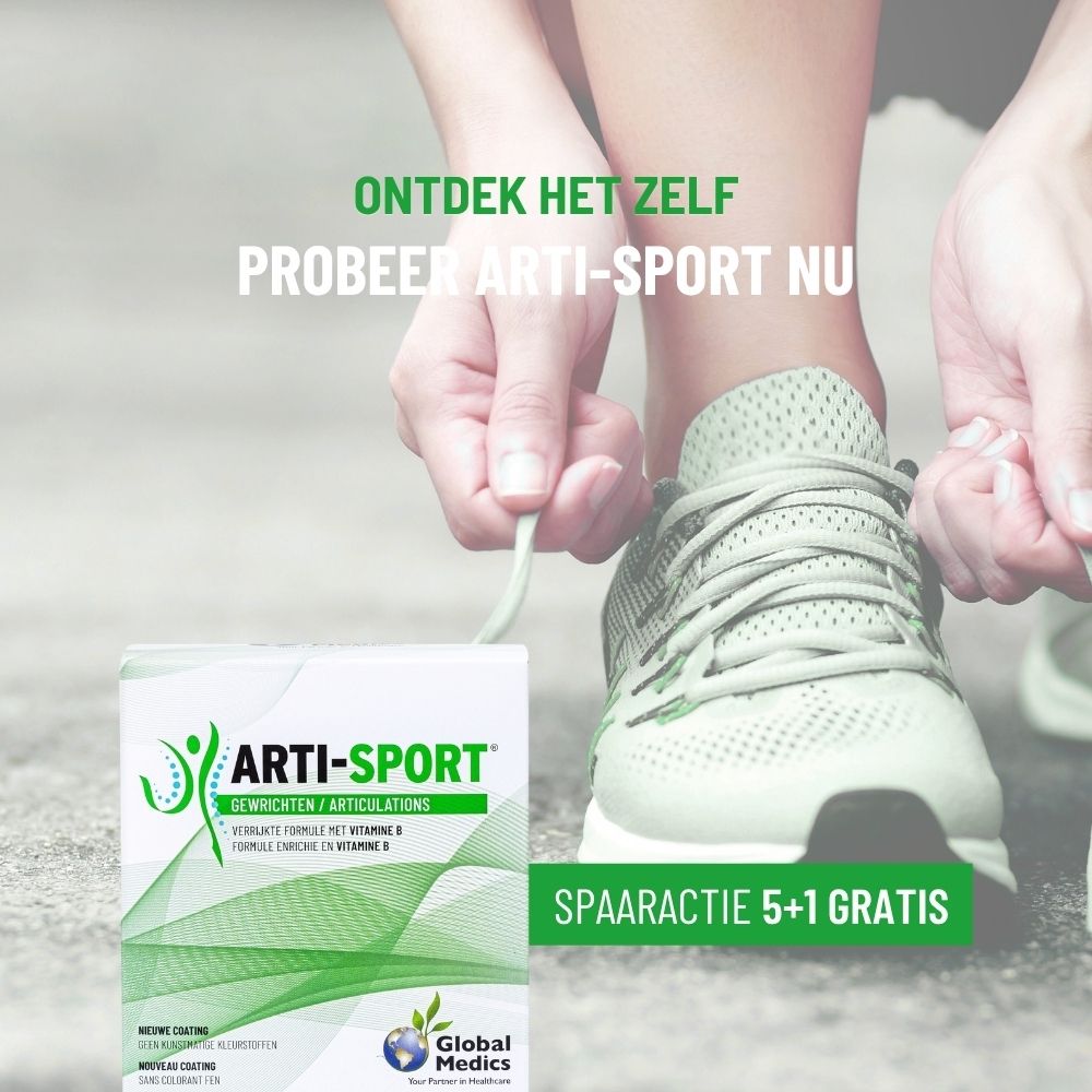 Loper, Arti-Sport verpakking en aanbieding "Spaaractie 5+1 GRATIS".