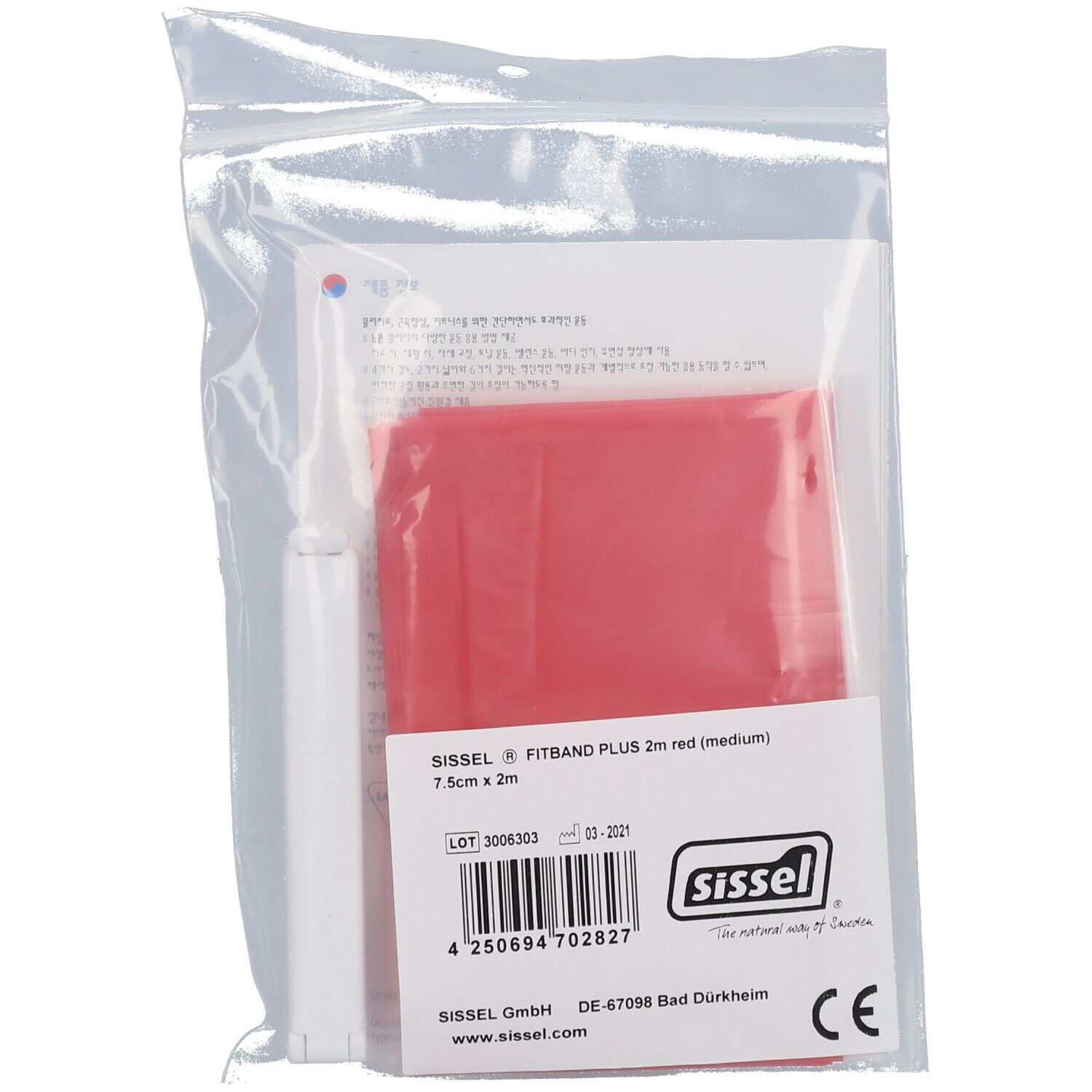 Sissel Fitband 7,5cmx2m Medium Rouge + Agrafe