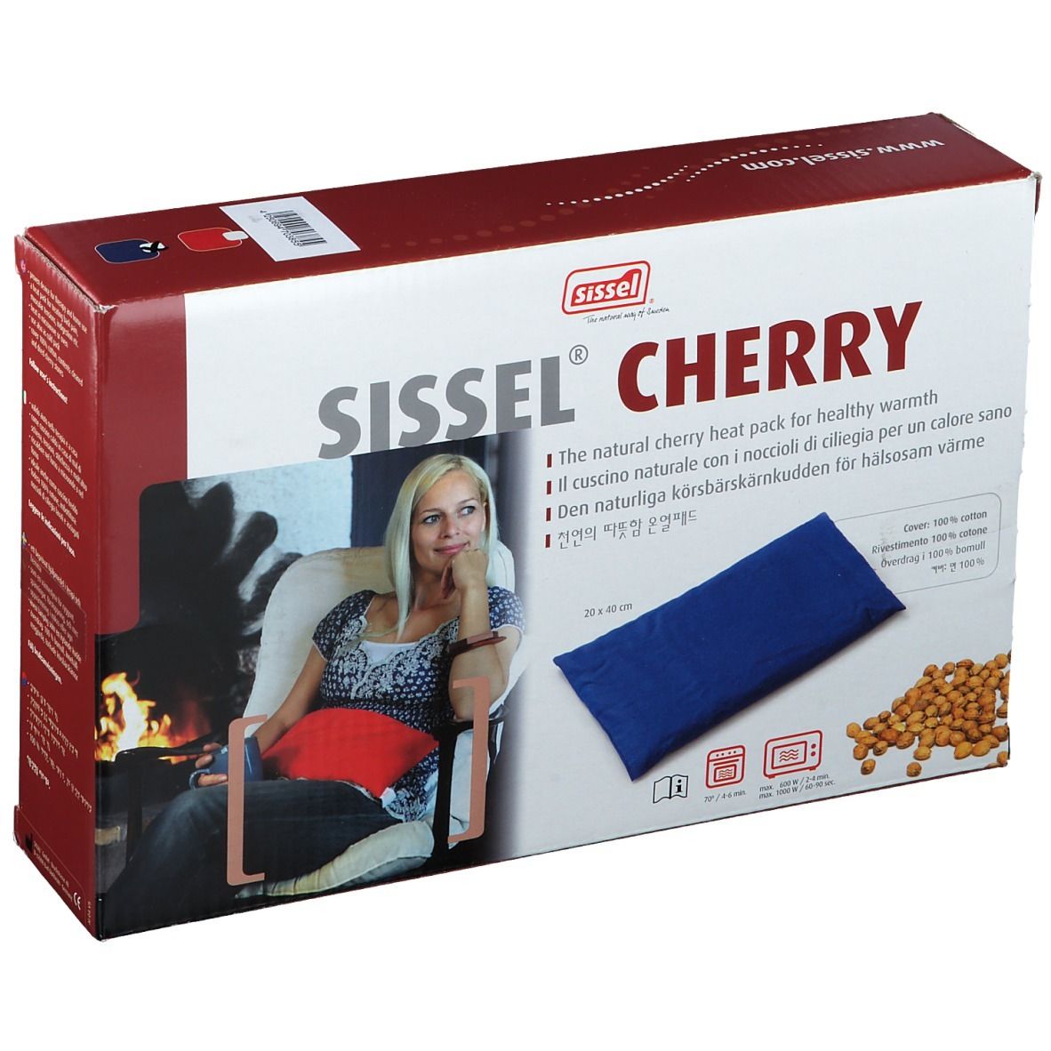 Sissel Cherry Kersenpitkussen 20cm x 40cm Blauw