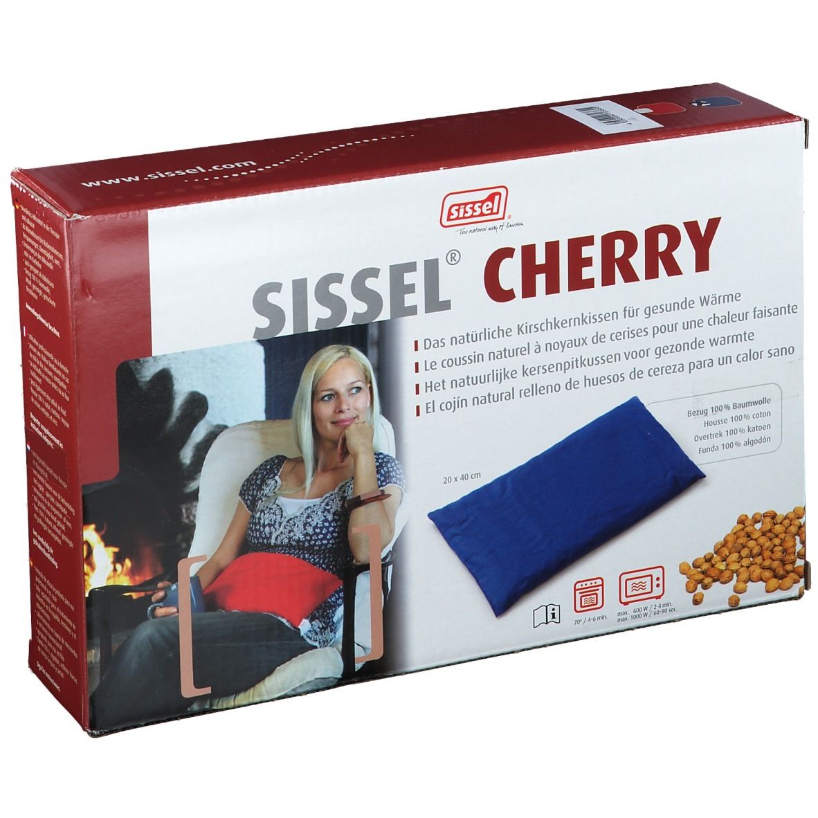 Sissel Cherry Coussin Noyaux de Cerise 20cm x 40cm Bleu