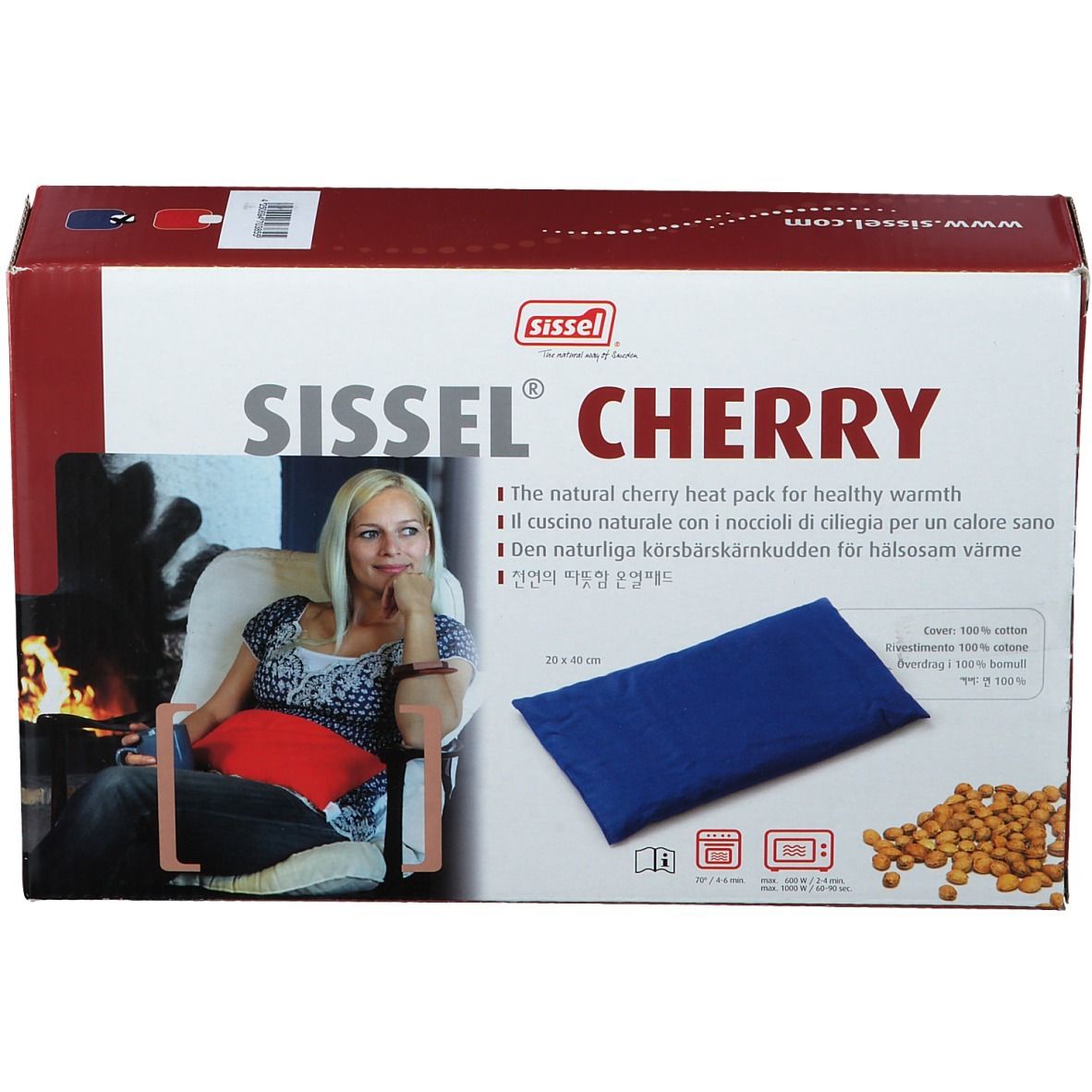 Sissel Cherry Coussin Noyaux de Cerise 20cm x 40cm Bleu