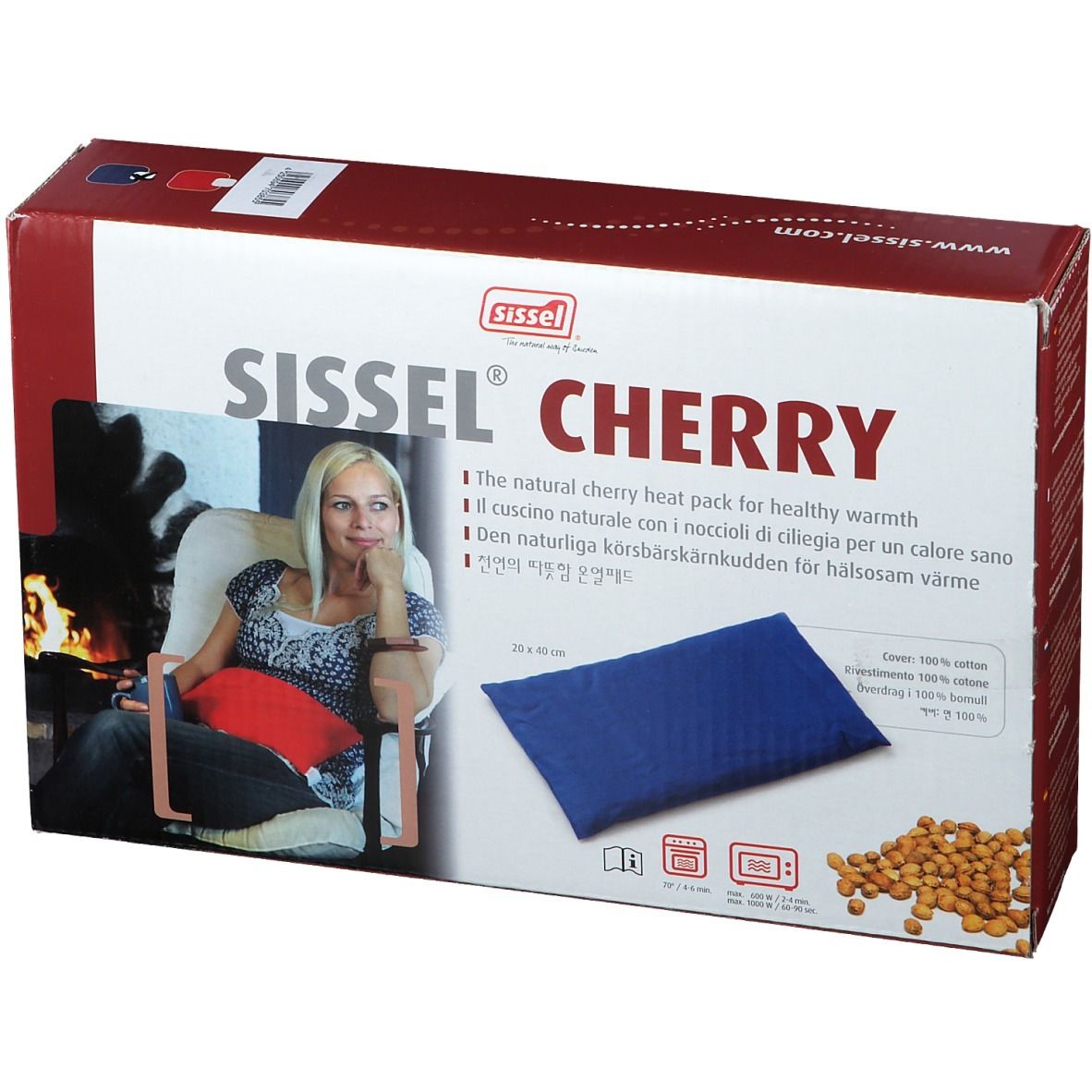 Sissel Cherry Kersenpitkussen 20cm x 40cm Blauw