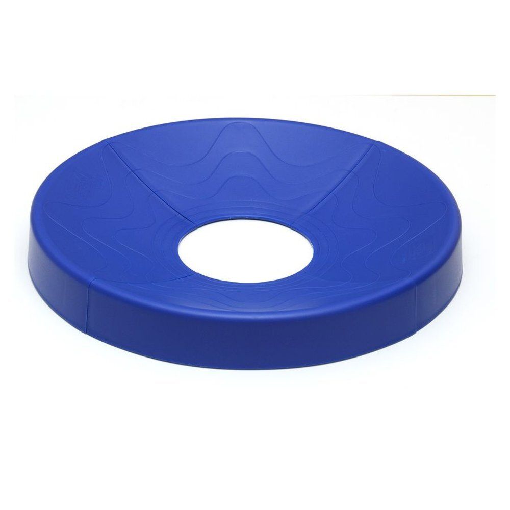 Blauwe Sissel Ball Cup. Ronde vorm met centraal gat. Van kunststof.