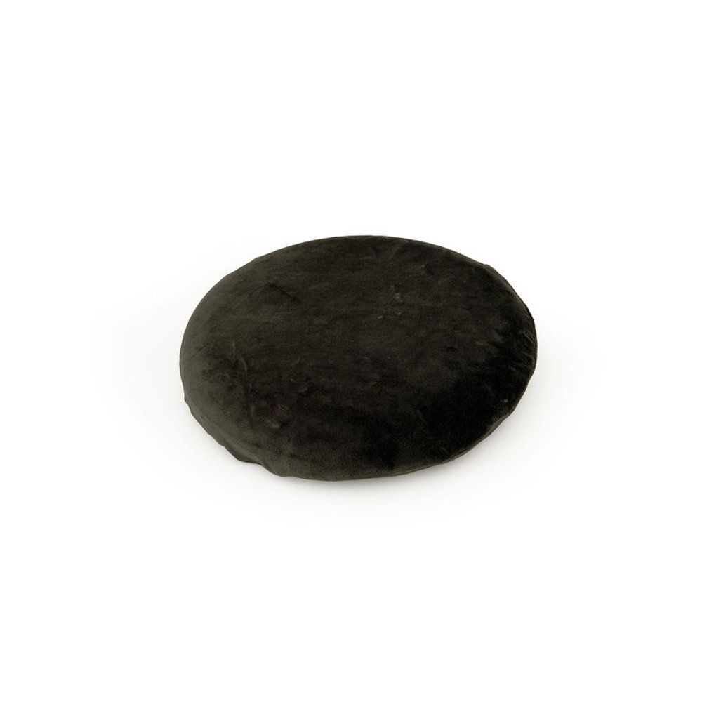 Coussin d'équilibre noir, rond. Isolé sur fond blanc.