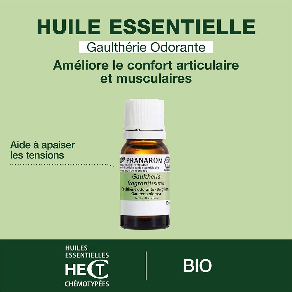 Flacon en verre brun avec bouchon blanc. Étiquette avec nom du produit et marque. 10 ml.