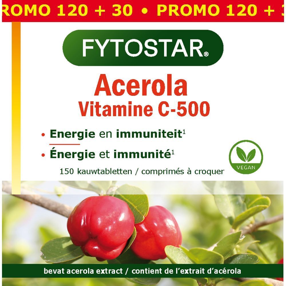 Fytostar Acerola C 500 + 30 Comprimés à Mâcher Gratuits