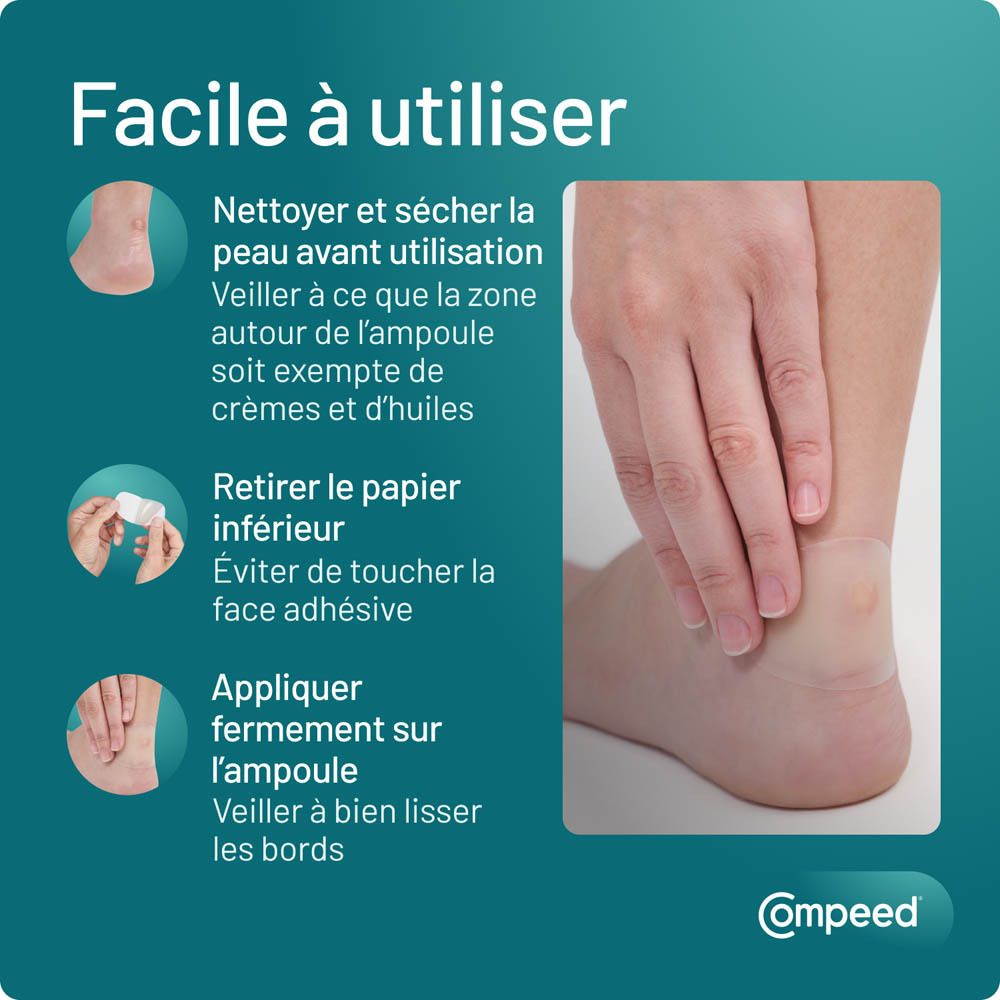 Instructions d'utilisation. Texte: Facile à utiliser. Compeed®