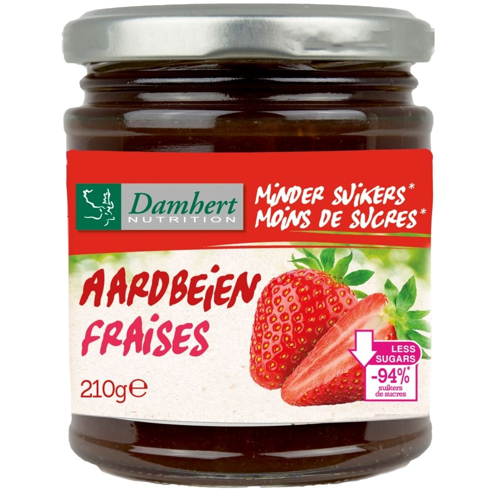 Dambert Nutrition Aardbeien vruchtenbeleg, 210g.