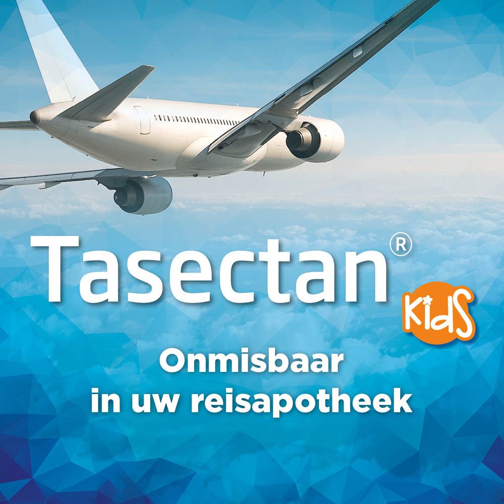 Doos Tasectan Kids. Tekst: Controle en vermindering van de symptomen van diarree. 20 zakjes. 0-14 jaar.