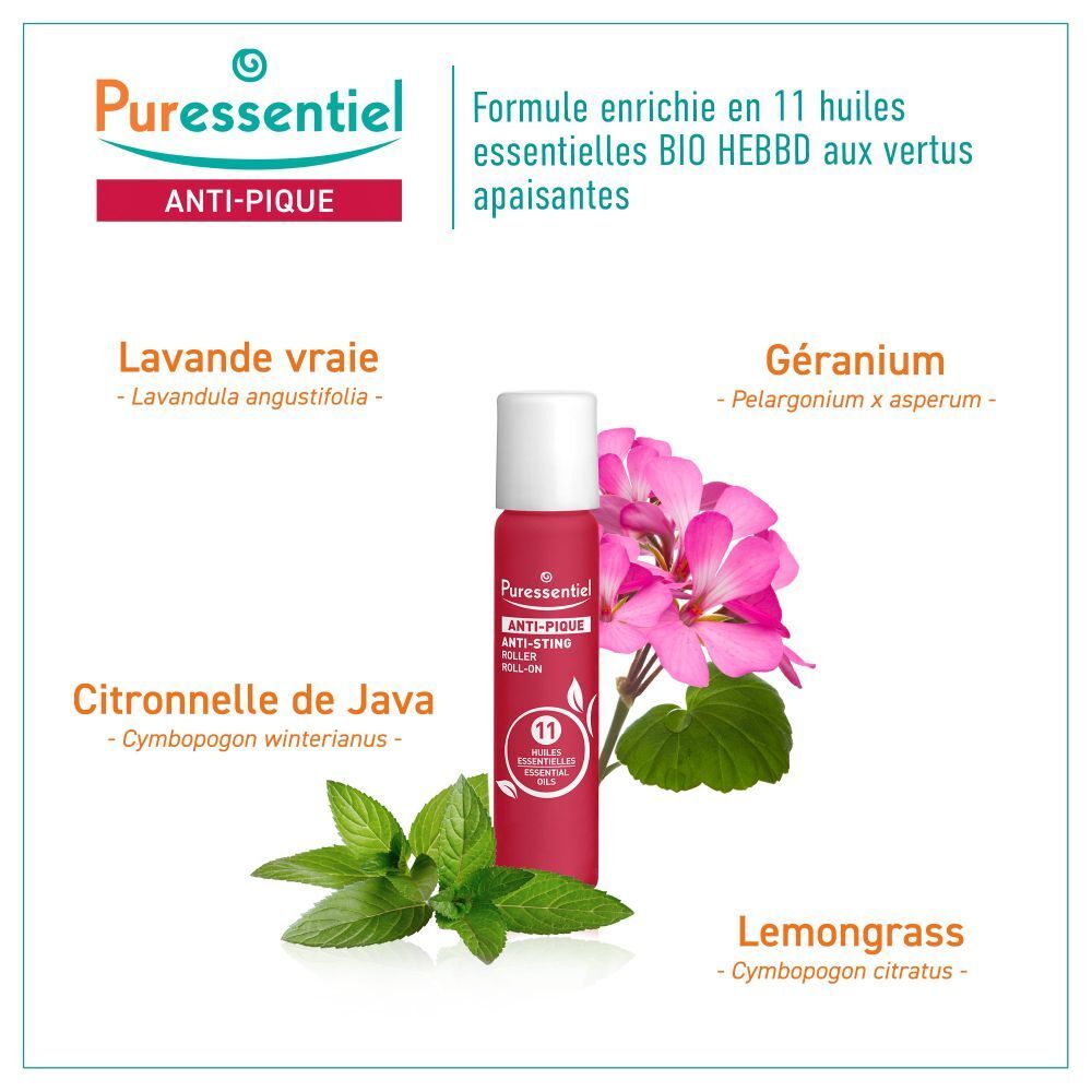 Puressentiel Anti-Pique Roller aux 11 huiles essentielles, 5ml.
