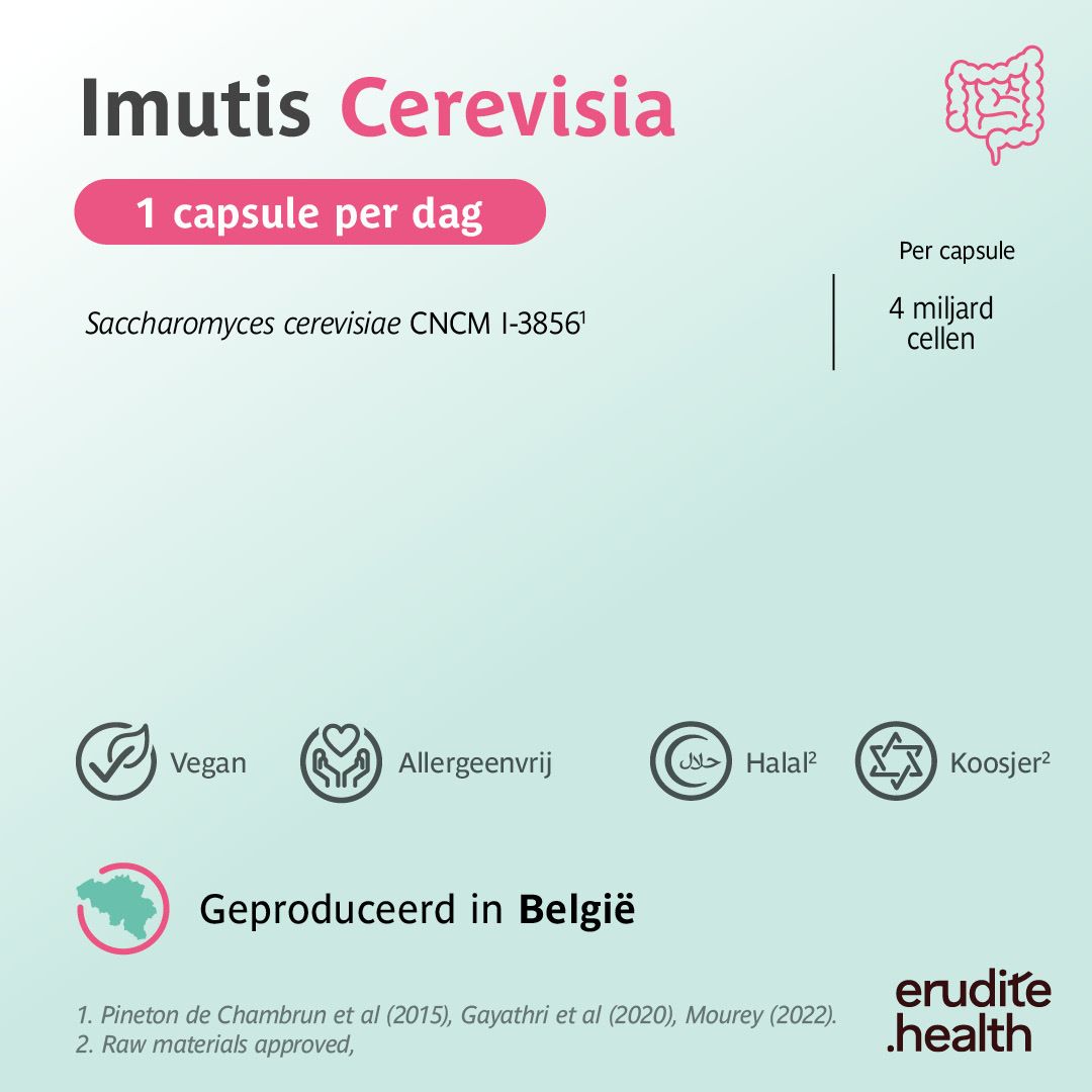 Doos Imutis Cerevisia, Saccharomyces cerevisiae, 90 capsules, Trenker, voor de darmwerking.