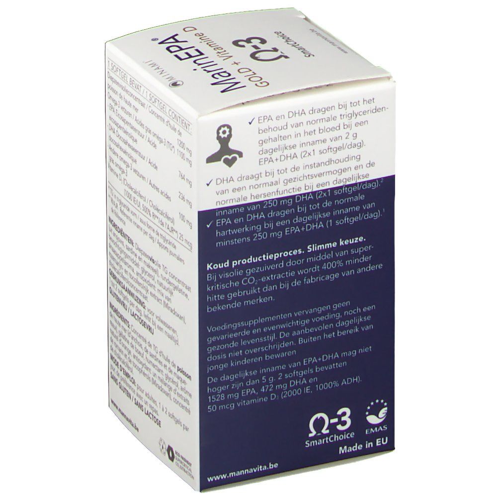 Dos de l'emballage du produit avec informations sur les ingrédients et les avantages. Multilingue.