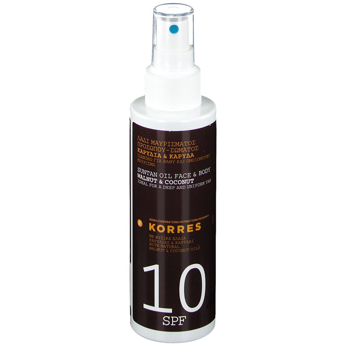 Korres Suntan Oil Face & Body Walnut & Coconut SPF10