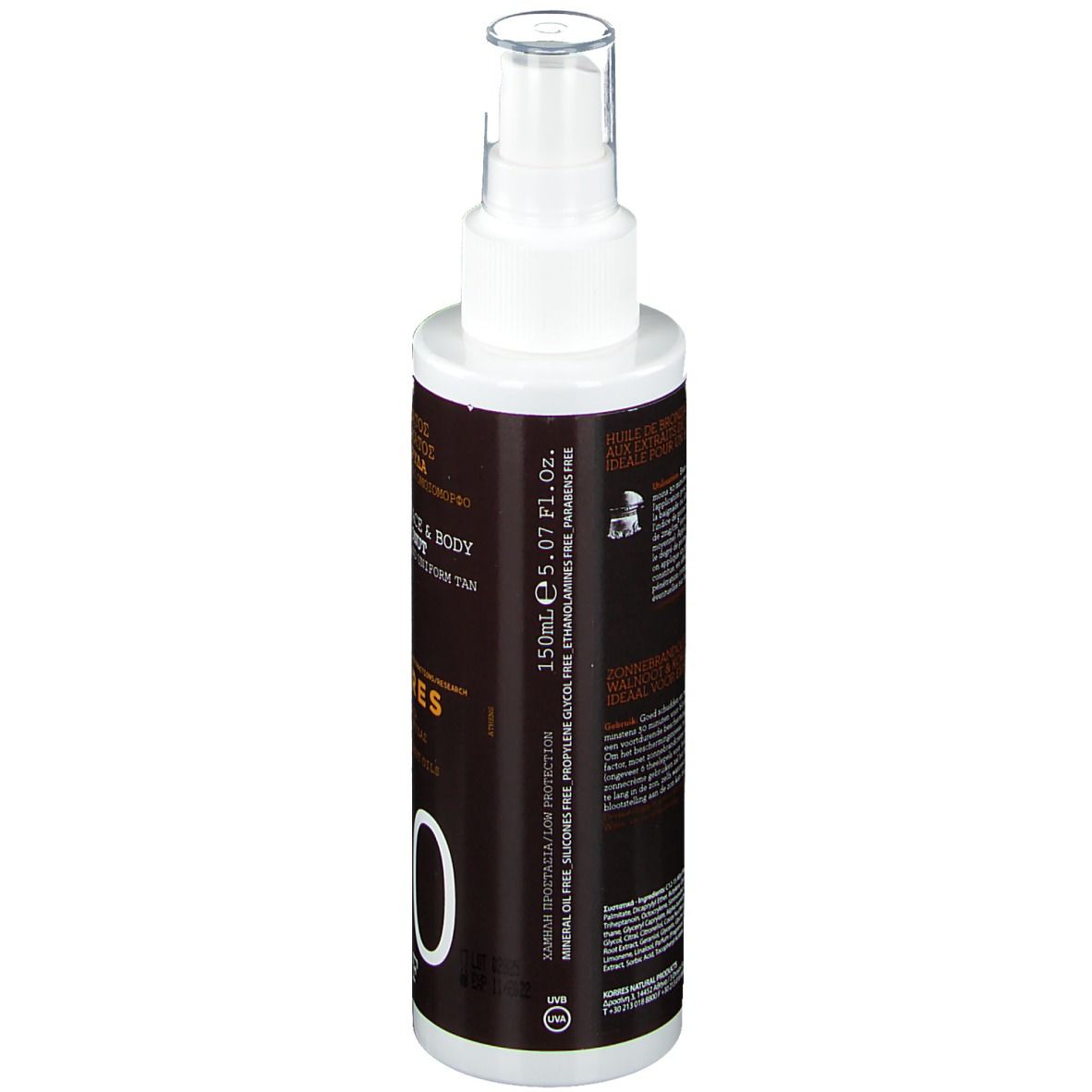 Korres Suntan Oil Face & Body Walnut & Coconut SPF10