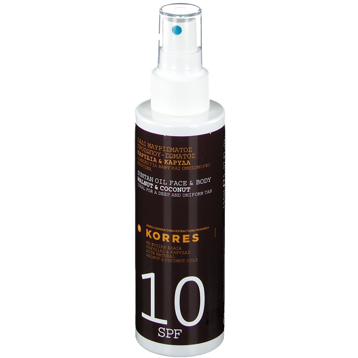 Korres Suntan Oil Face & Body Walnut & Coconut SPF10