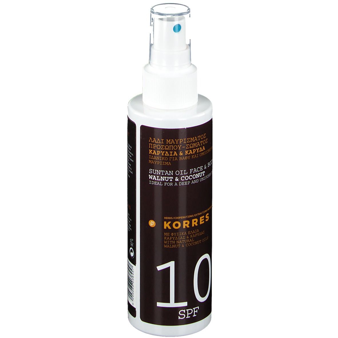 Korres Suntan Oil Face & Body Walnut & Coconut SPF10