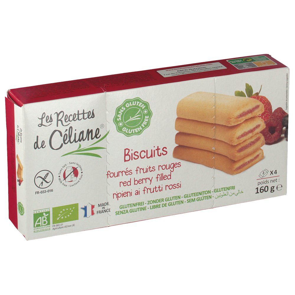 Celiane Biscuit Fruits Rouges Fourré Bio