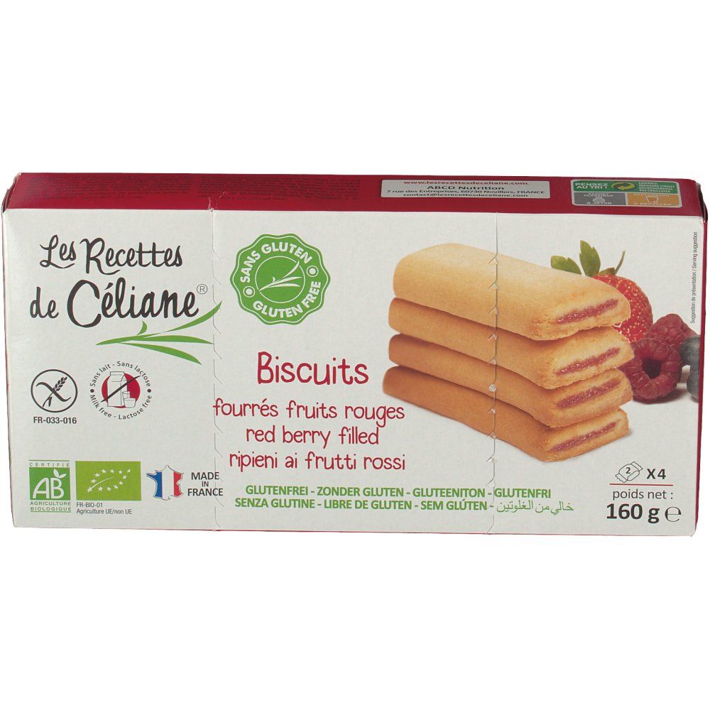 Celiane Biscuit Fruits Rouges Fourré Bio